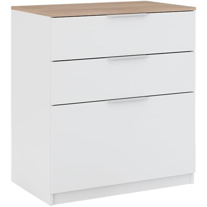 Комод Vicco Betti 80x90 см, білий/сонома, з 3 шухлядами