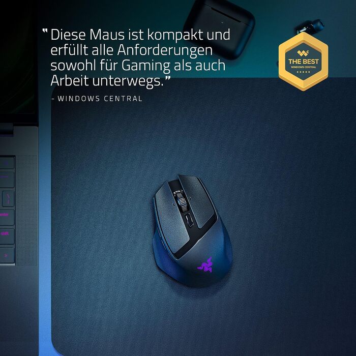 Бездротова ігрова миша Razer Basilisk Mobile AI Prompt Master, сенсор Focus X 18K, три режими підключення, перемикачі Gen-3, чорна