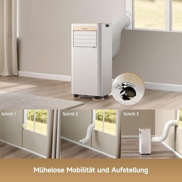 Мобільний кондиціонер Dreame P-Wind10 9000 BTU 3-в-1: охолодження, осушення, вентиляція. Керування через додаток, нічний режим, самоочищення