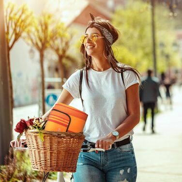 Пікнік-ковдра Relaxdays XXL 200x300 см, водонепроникна, ізоляційна, флісова, смугаста, з ручкою, для пляжу, помаранчева/червона