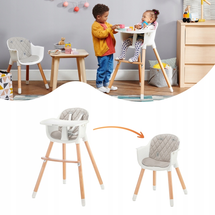 Дитячий дерев'яний стільчик для годування 2в1 Kinderkraft SIENNA, Рожевий