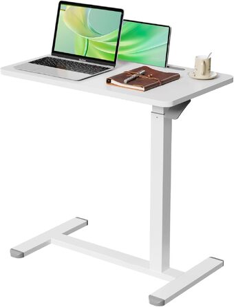 Регульований стіл для ноутбука Gibbon Mounts з колесами 80x40 см, білий - стіл стоячий, приліжкова тумбочка для дому/офісу