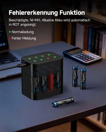 Набір акумуляторів UseNiy AA 1.5V Lithium (8 шт.) з зарядним пристроєм на 8 слотів, чорний