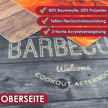 Набір тефлонових столових підставок BBQ Steakhouse, дерев'яний дизайн, 2 шт., 30x43 см, антиковзна основа, захист від плям