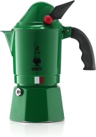 Bialetti Express Alpina — алюмінієва гейзерна кавоварка для плити, 3 чашки (130 мл), зелена