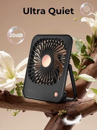 Портативний акумуляторний вентилятор Funme з подарунковим набором: 3 швидкості, 180° поворот, тихий, для офісу, подорожей, макіяжу - Чорно-золотий