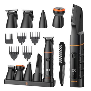 Електричний тример для тіла MAXGROOM 5-в-1 для чоловіків: інтимний, для бороди, тіла, пахв, з док-станцією, водонепроникний (IPX6), LED-дисплей, 120 хв роботи, чорний