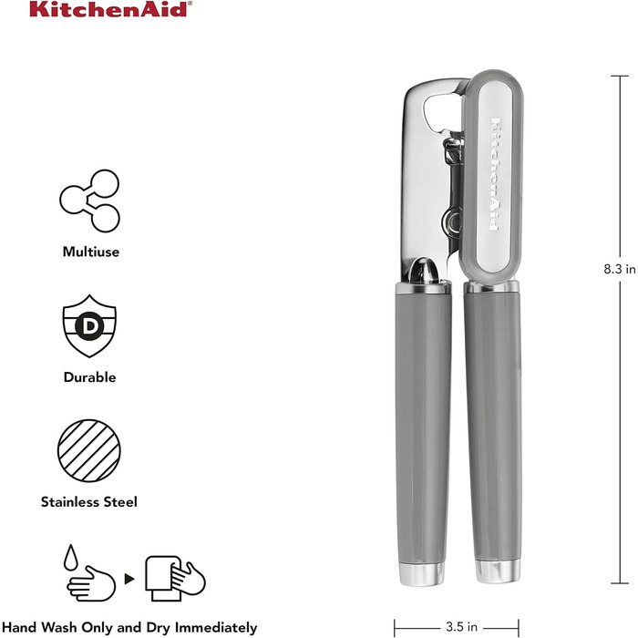 Відкривачка консервна та для пляшок KitchenAid Класична, сіра (CA Packaging)