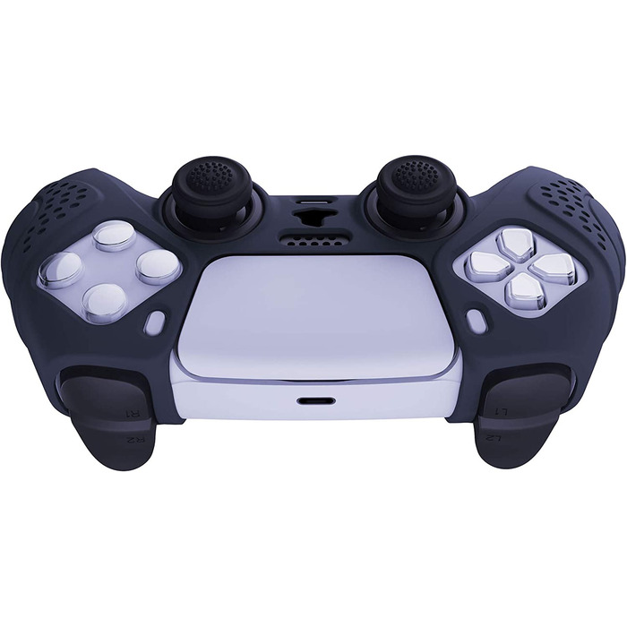 Чохол eXtremeRate PlayVital для контролера PS5, захисний ергономічний силіконовий кейс з ручками, накладки на стіки, 2 шт., колір Guardian Edition, синій (Midnight Blue)