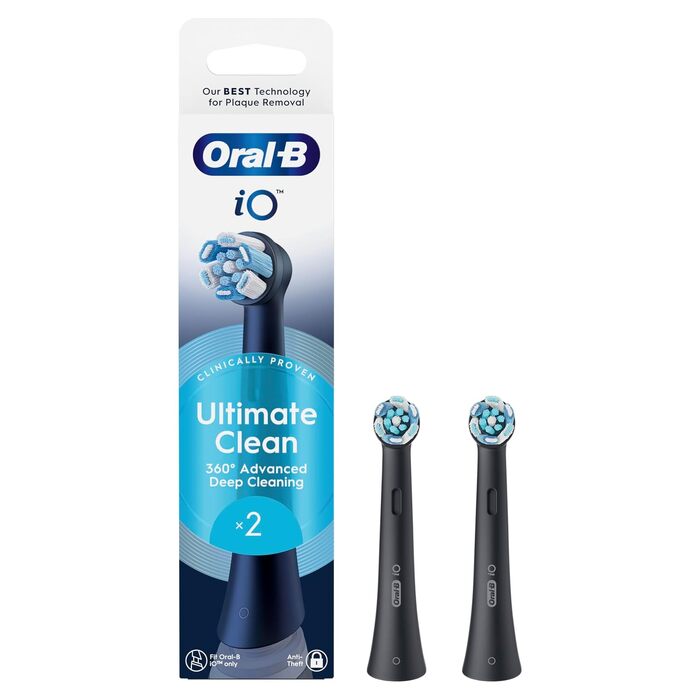 Смінні насадки для електричної зубної щітки Oral-B iO Ultimate Clean, чорні, для ефективного видалення нальоту, 2 шт.