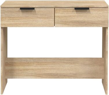 Консольний стіл vidaXL з 2 шухлядами, дуб Сонома, 90x36x75 см, деревостружкова плита, для коридору, вітальні чи спальні