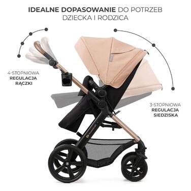 Дитяча коляска Kinderkraft MOOV2 4 в 1 з автокріслом I-SIZE, бежевий PRO, до 22 кг