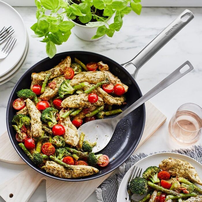 Набір сковорідок GreenPan Padova чорний, 2 шт, керамічне антипригарне покриття, 20 і 28 см, без PFAS, для індукції, духовки, з нержавіючою ручкою, можна мити в посудомийці
