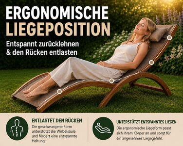 Садова шезлонг-крісло Ampel 24 Relax Tropica з підлікотниками, меблі з обробленого дерева, коричнева вологостійка оббивка