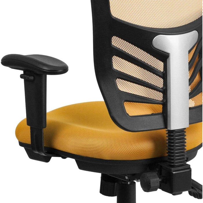 Ергономічне офісне крісло Flash Furniture, жовтогаряче, з регульованими підлокітниками, мультифункціональний комп'ютерний стілець, 68.6x64.8x112.4 см