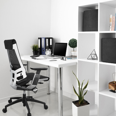 Офісне крісло GENIDIA SMART WHITE CM сітка чорний AL Chrom hjh OFFICE
