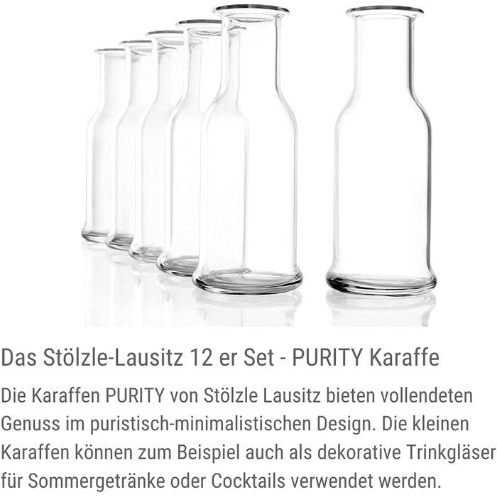 Набір скляних карасів Stölzle Lausitz Purity (6 шт.), 500 мл, прозорі — універсальні графини для води, лимонаду та вина, стійкі до ударів, підходять для посудомийки