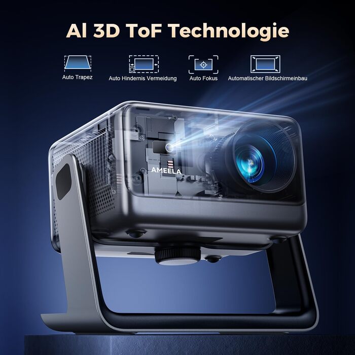 Проєктор AMEELA 1080P WiFi Bluetooth 30000 люмен: Dolby Audio, Netflix, Android/iOS/PS5