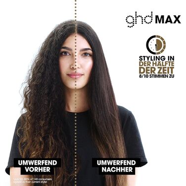 ghd Max – професійний випрямляч для волосся з широкими пластинами, для довгого, густого чи кучерявого волосся, швидке випрямлення та створення хвиль, технологія Dual-Zone, чорний
