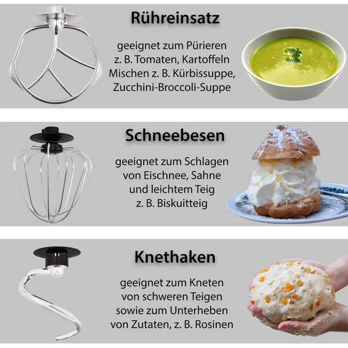 Кухонний комбайн Syntrox Germany 5 л, багатофункціональний, міксер-тестоміс, стійкі гумові ніжки, чорний колір, преміум-дизайн
