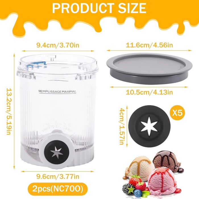 Контейнери Hejo для Ninja Creami Deluxe (4 шт) 680 мл, для NC500/NC501/NC701eu - контейнери для морозива з кришкою