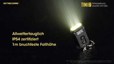 Ліхтар-брелок Nitecore TINI 2, 500 люмен, акумуляторний, чорний