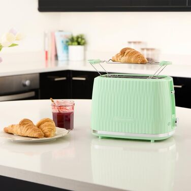 Тостер Russell Hobbs Eden на 2 тости, зелений (27372-56) - 6 режимів, розморожування, підігрів, підйом тостів, лоток для крихт
