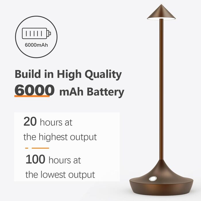 LED-лампа Hapfish на акумуляторі, 2 шт., бездротова, регульована яскравість, водонепроникна, для дому та вулиці, браун