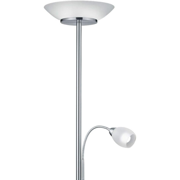 Торшер Reality Leuchten Gerry R40063107, матовий нікель, біле скло, без ламп, 2xE27 і 1xE14