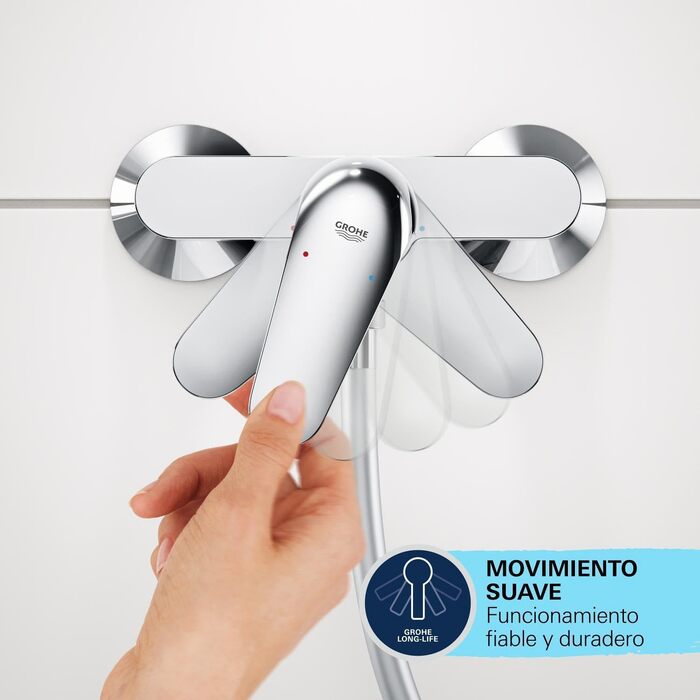 Змішувач для ванни Grohe Swift, хром, з інструментом, настінний, з автоматичним перемиканням ванна/душ, з зворотним клапаном, з металевими важелями, S-з'єднання, 24335001