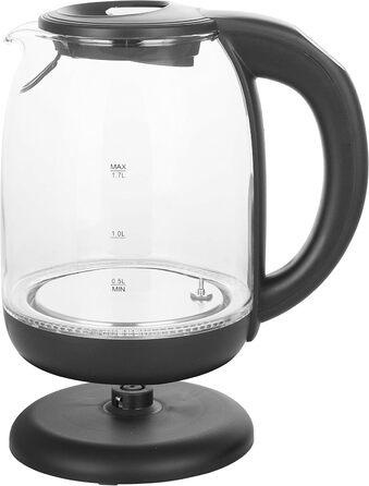 Електричний скляний чайник Emerio WK-119255, 1.7 л, регулювання температури, 2200 Вт, нержавійка, BPA-free, захист від перегріву, автоматичне вимкнення