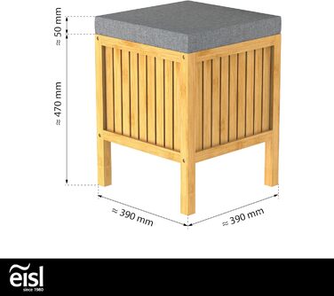 Стілець для ванної кімнати з бамбука EISL BMBA02-BH2, з місцем для білизни, 35x45x35 см