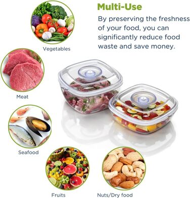 Вакуумний контейнер для продуктів Laica Vacuum Foods, прозорий, набір 1 л та 2 л
