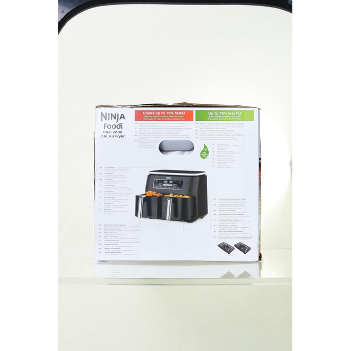 Аерофритюрниця Ninja Foodi Dual Zone 7,6 л, 2 кошики, цифрова, антипригарне покриття, 6-в-1, для 4-6 порцій, чорна (AF300EU)