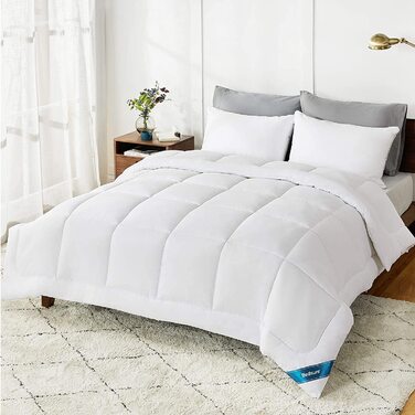 Ковдра BEDSURE 135x200 см, 4-сезонна, стегане покриття, сертифікат Oeko-Tex, білий колір, для алергіків