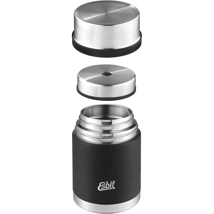Термос для їжі Esbit Sculptor з гравіюванням, нержавіюча сталь, BPA-free, чорний/срібний, 500/750/1000 мл, для гарячих і холодних страв, супів та салатів