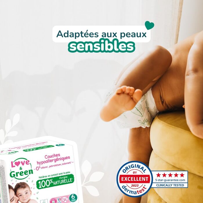 Екологічні підгузки Love & Green, розмір 6, 68 шт