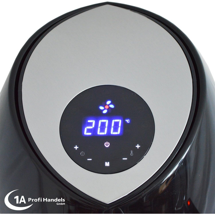 Фритюрниця з гарячим повітрям ECO-AIR-PROFI DC-1400W, чорна, цифрове сенсорне управління, без масла, для здорового смаження, міні духовка, гриль, таймер