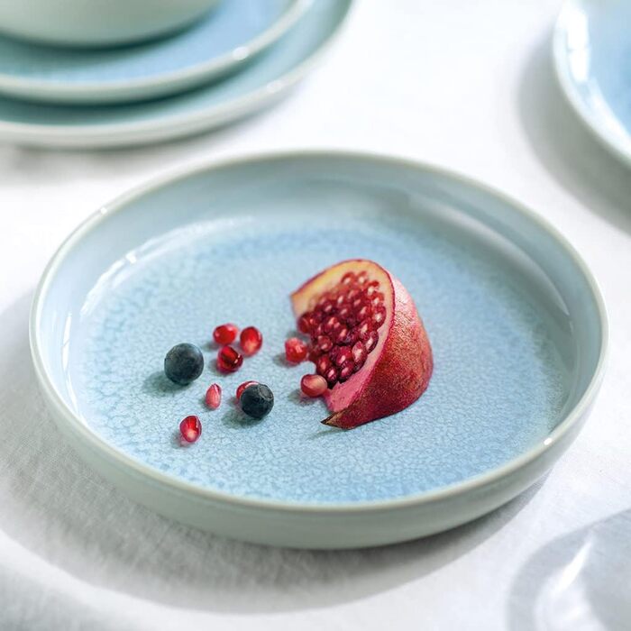 Сервіз столовий Villeroy & Boch Crafted Blueberry, 12 предметів, тарілки для основних страв 25,9 см та супу 21,9 см, реактивна глазур, преміум порцеляна, бірюзовий