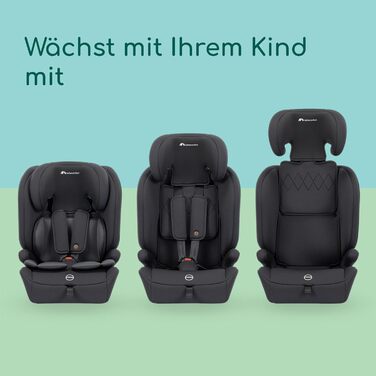 Автокрісло Bebeconfort Mitwachsender Kindersitz 9-36 кг, 15 міс. - 12 років, 76-150 см, збоку захист, 11 положень підголівника, інтегровані підлокітники, EverFix Plus i-Size (Чорний)