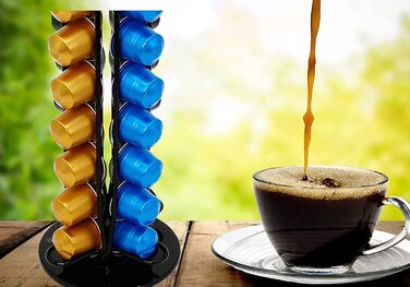 Підставка для кавових капсул EXZACT, сумісна з Nespresso, на 40 капсул, обертається на 360°, стійка, чорна