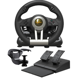 PXN V3 Pro Ігровий кермо з педалями для ПК, PS4, PS3, Xbox, Nintendo Switch. 180° поворот, вібрація, педалі, перемикачі швидкостей - Чорний
