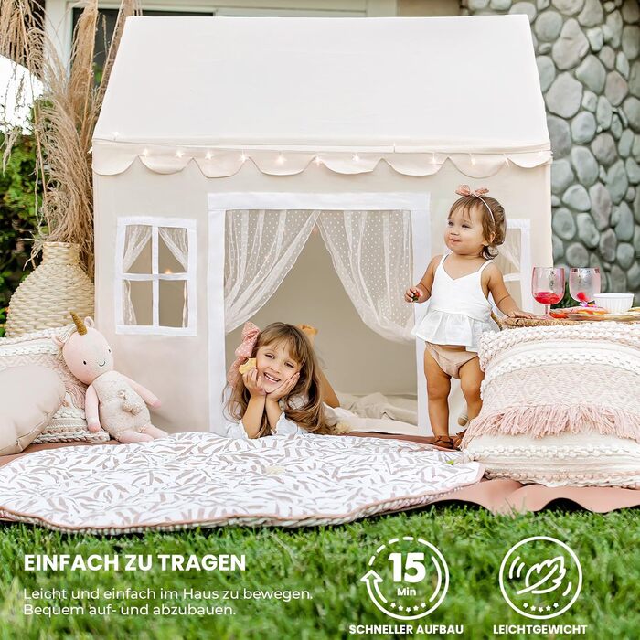 Дитячий ігровий намет Tiny Land для приміщення з килимком і підсвіткою, ігровий будиночок-принцеса для дітей 3-13 років, декор кімнати, ігрова зона, читальний куточок