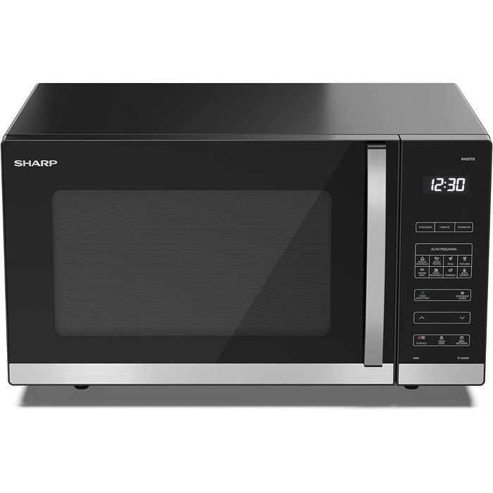 Мікрохвильова піч SHARP QS302AEB, 900 Вт, 10 режимів, функція розморожування, чорна