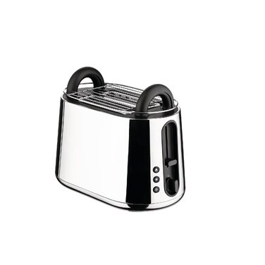 Тостер Alessi Plissé MDL08 W - Дизайнерський тостер з 6 рівнями підсмажування, термостійкий пластик, європейська вилка 850 Вт, чорний