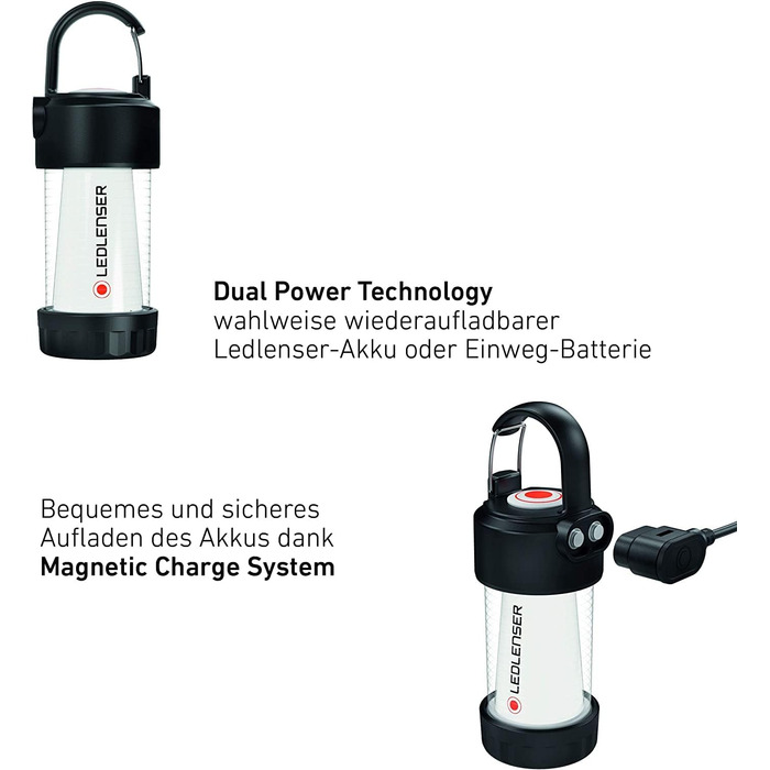 Ліхтар Ledlenser ML4 Warm Light LED, акумуляторний, 300 люмен, до 40 годин, червоне світло, карабін, для кемпінгу та вулиці