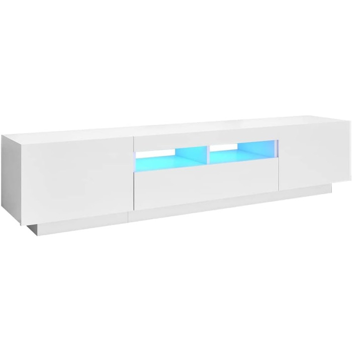 Тумба під телевізор vidaXL з LED підсвіткою, біла, 180x35x40 см, сучасна ТВ-тумба, комод для вітальні