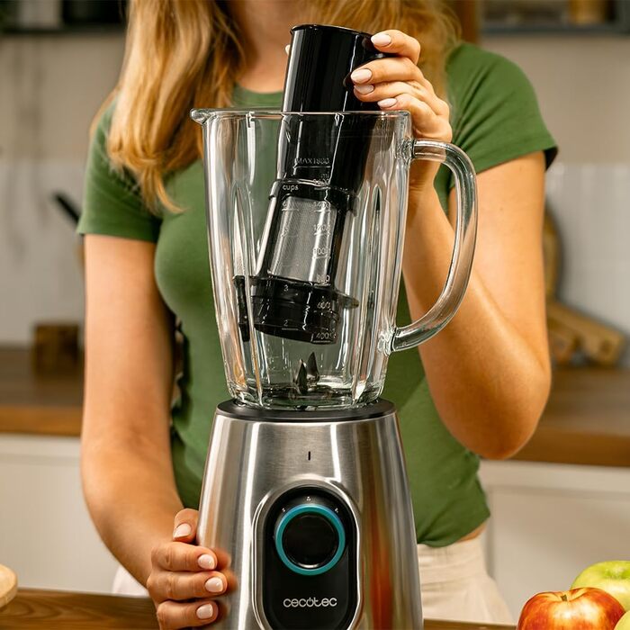 Блендер Cecotec Power Black Titanium 2500MAX з металевою лопаткою, 1800 Вт, 22000 об/хв, 1.8 л, 5 швидкостей, фільтр для соку, нержавіюча сталь