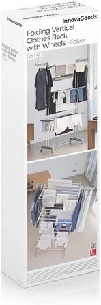 Сушарка для білизни InnovaGoods Folver, вертикальна, складна, на колесах, 24 прути, для дому