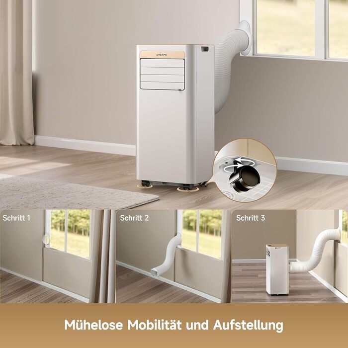 Мобільний кондиціонер Dreame P-Wind10 9000 BTU 3-в-1: охолодження, осушення, вентиляція. Керування через додаток, нічний режим, самоочищення